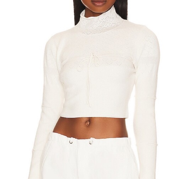 Danielle Guizio | Sweaters | Danielle Guizio Bow Knit Pointelle Turtleneck Sweater